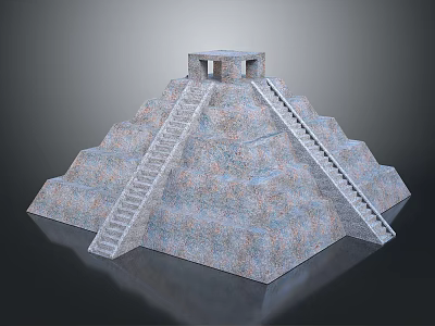 Stone Pyramid Structure With Symmetrical Stairs And Top Chamber Design 3d model