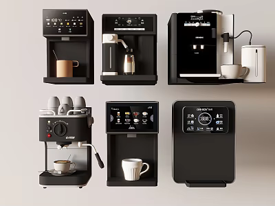 Modern Coffee Appliances With Various Designs And Brewing Functions For Countertop Use 3d model