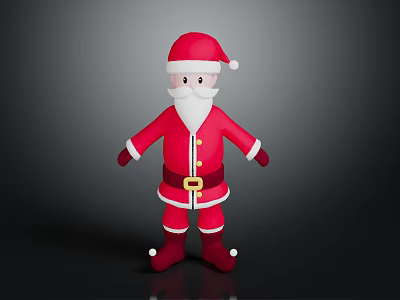 3D Santa Claus Character In Festive Red Outfit With White Beard And Golden Belt 3d model