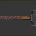Sturdy Hammer With Leather Wrapped Wooden Handle And Polished Metal Head