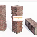 Red Brick Pillars in Various Standing and Lying Architectural Design Elements 3d model