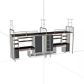 Practical Metal Frame Bunk Bed with Ladder Integrated Desk and Storage Cabinets 3d model