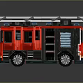 Red Fire Truck Building Block Models With White Ladders Black Wheels And Blue Lights