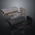 Security Cameras Outdoor Mounted With Brackets And Red Indicator Lights