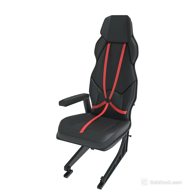 Black Gaming Chair With Red Stripes And Ergonomic High Back Design 3d model 