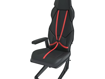 Black Gaming Chair With Red Stripes And Ergonomic High Back Design 3d model