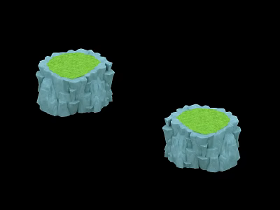 Two Detailed Microlandform Models With Green Vegetation Top And Rocky Base 3d model