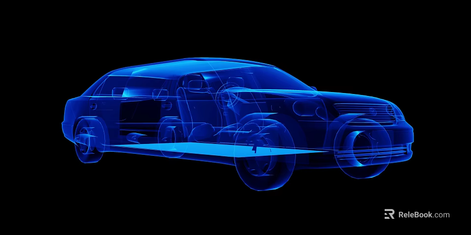 3D Rendered Car X Ray View Showing Internal Structure And Blue Design 3d model 