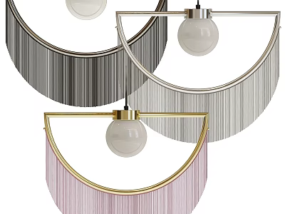 Modern Pendant Lights With Gold Silver Pink Frames Fringe And Spherical Bulbs 3d model