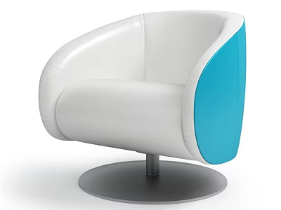Modern White and Blue Accent Chair With Stylish Round Metal Base Design 3d model