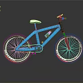 Blue Mountain Bike With White Seat Black Tires And Shiny Reflective Design