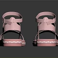 Pink Flat Summer Sandals With Two Straps And Ankle Strap Design 3d model