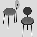 Modern Leisure Chairs With Round And Transparent Backrest Gray Cushion Black Metal Legs