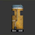 Yellow Blue Trash Can Vintage Design With Garbage Label And Base Light