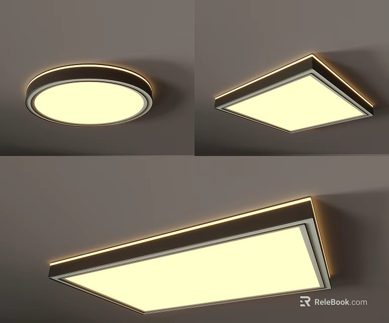 Round And Square Ceiling Lights With Bright Illumination 3d model 
