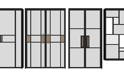 Modern Door Popular Glass Door Glass Partition 3d model