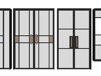 Modern Door Popular Glass Door Glass Partition 3d model