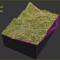 3D Terrain Model of Green Mountain Valley Featuring Elevated Structure and Detailed Topography