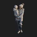 Two People Adult Holding Child Wearing Winter Coats With Knit Hats