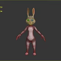 3D Cartoon Rabbit Character With Pink Ears White Body And Friendly Expression 3d model