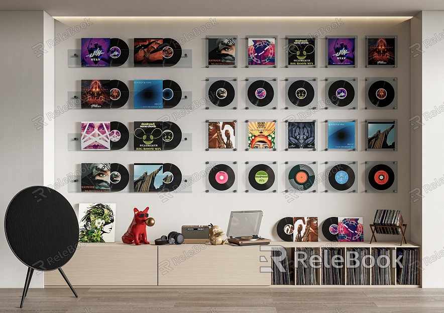 Modern Records Record Ornaments Record Player Disc Audio Phonograph Wall Decorations Pendant Books model