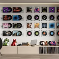 Modern Digital Products Display With Laptop And Vinyl Record Shelf Setup 3d model