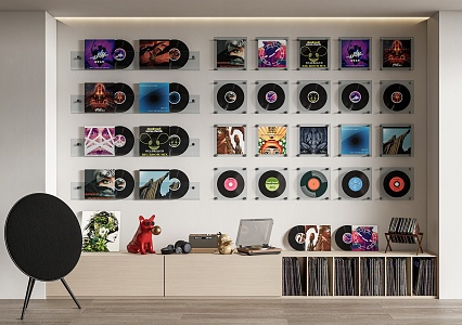 Modern Records Record Ornaments Record Player Disc Audio Phonograph Wall Decorations Pendant Books 3d model