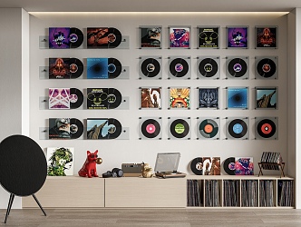 Modern Records Record Ornaments Record Player Disc Audio Phonograph Wall Decorations Pendant Books 3d model