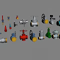 Assorted Colored Industrial Valves Including Gate Ball And Globe Types