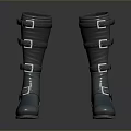 Black Leather Knee High Boots With Multiple Buckle Straps For Daily Wear