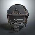 Tactical Military Helmet With Protective Goggles Microphone And Head Mounted Accessories