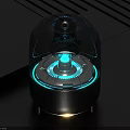 Modern Headphone Speaker With Transparent Cover And Blue Glowing Circular Design