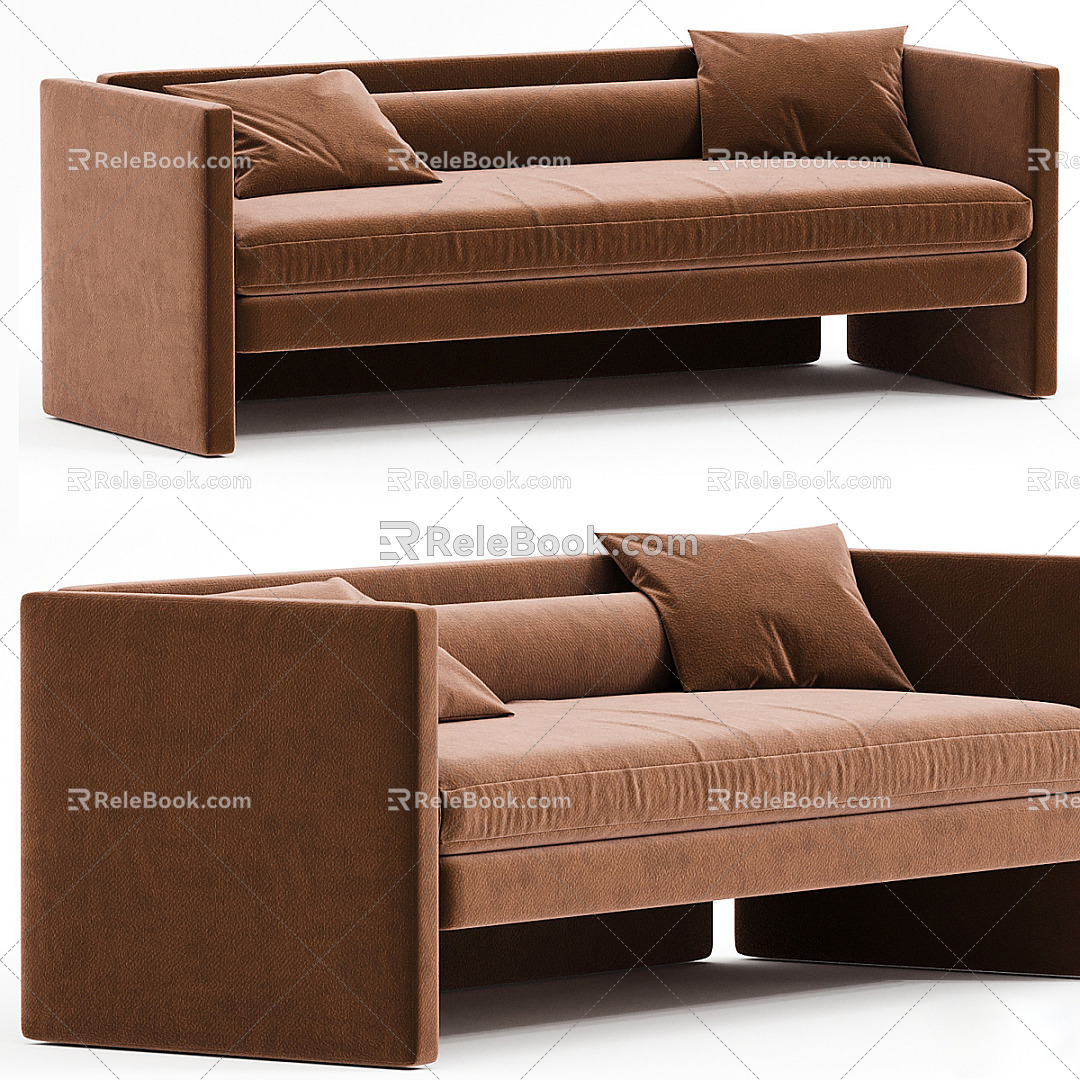 Modern Multiplayer Sofa Brown Double Sofa 3d model