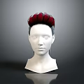 Game and Movie Character 3D Head Model with Red and Black Stylish Hairstyle