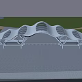 Modern Entrance Gate Design With Curved Canopy And Steel Structure Support Elements 3d model