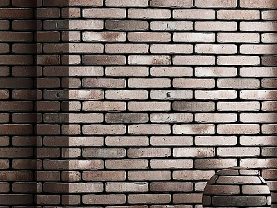 Textured Rustic Brown Brick Wall With Rustic Clay Pot At Corner 3d model