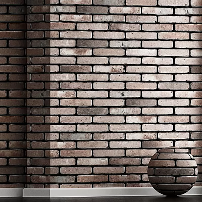 Textured Rustic Brown Brick Wall With Rustic Clay Pot At Corner 3d model