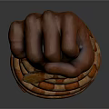 Human Hand Fist Wearing Multiple Golden And Brown Bracelets On Dark Background
