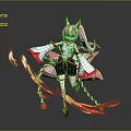 Game and Movie Character With Pink Hair Fox Ears White Pink Outfit And Flame Effects