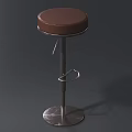 Modern Bar Stool With Brown Cushion Metal Frame And Round Footrest Base