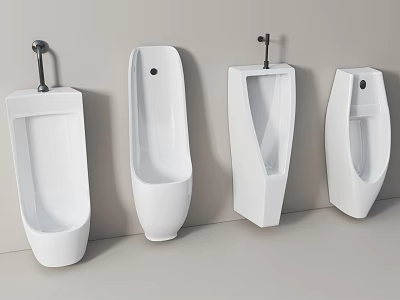 Modern White Urinals With Various Contemporary Designs In Bathroom Setting 3d model