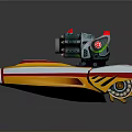 Vibrant Toy Speedboat With Yellow White Red Stripes And Large Engine