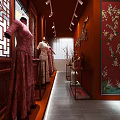 Modern Bridal Shop Interior With Elegant Hanging Wedding Gowns And Full Length Mirrors