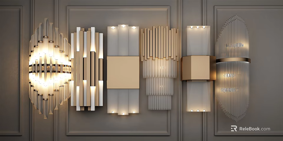 Modern Wall Lamps With Various Geometric Designs For Home Lighting Decor 3d model 