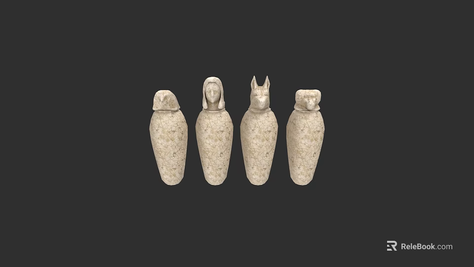 Decorative Ceramic Vessels with Human and Animal Shaped Designs and Textured Surfaces 3d model 