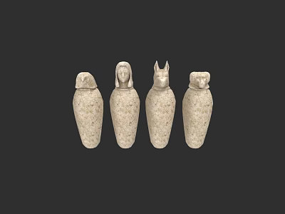 Decorative Ceramic Vessels with Human and Animal Shaped Designs and Textured Surfaces 3d model