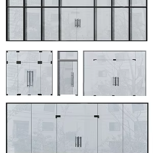 Modern gate glass door 3d model