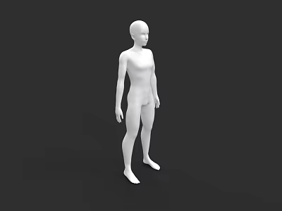 Male Human Figure 3D Model in White Standing Pose on Black Background 3d model