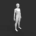 Male Human Figure 3D Model in White Standing Pose on Black Background 3d model