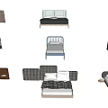 Various Modern Double Bed Designs With Stylish Headboards And Different Colors 3d model